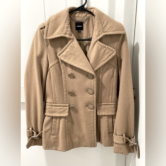 Express tan/caramel double breasted wool pea coat size XS - Picture 1 of 11
